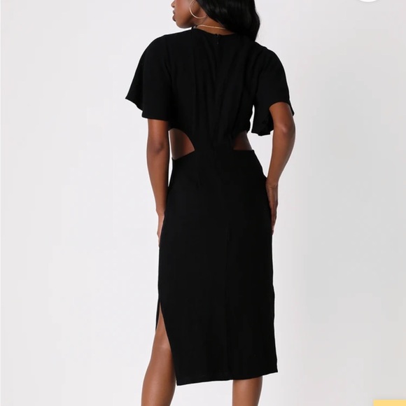 LuLu’s Black Summer Journey Tie-Front Cutout Midi Dress - Picture 2 of 5